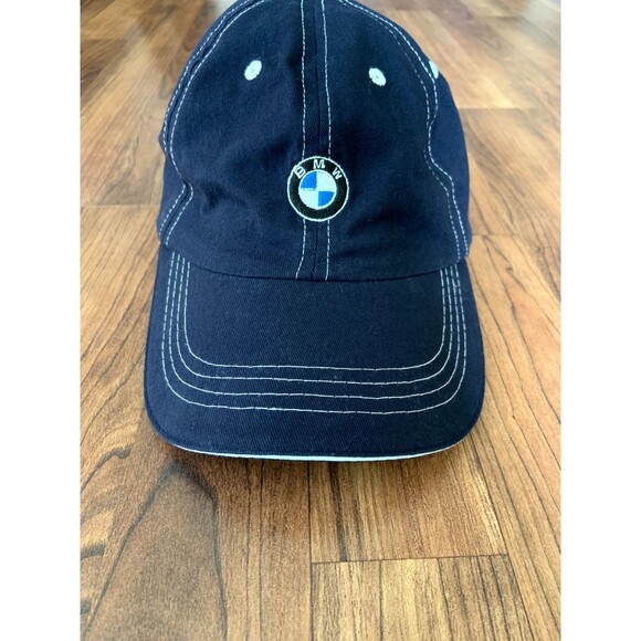 BMW USA Olympics Hat Baseball Cap Adjustable Strap Back Navy Blue Adult EUC - Picture 1 of 6
